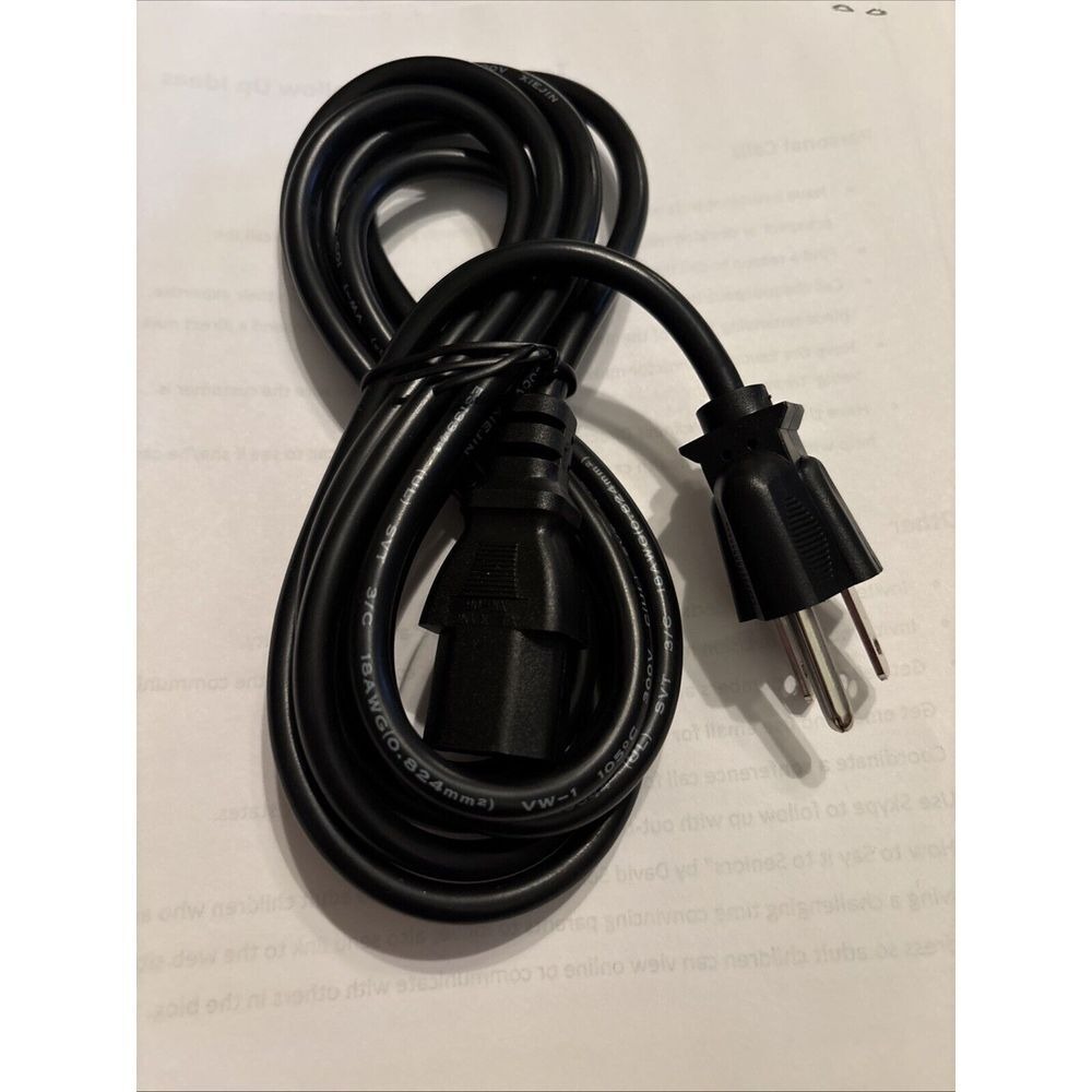 6 Ft Power Cord 18AWG 10 Amp 3 Prong Replacement Cable for‎ Printer TV 6FT